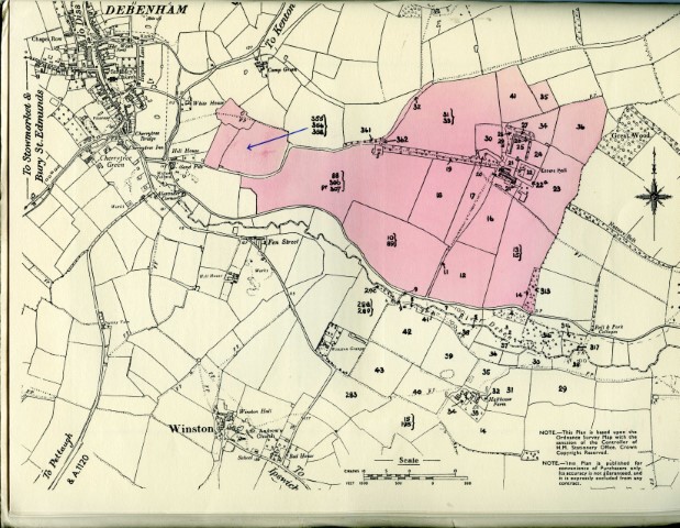 Debenham, Crows Hall - Map of the Estate in 1960